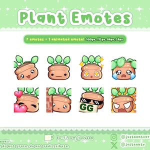 Cute Plant Twitch Emotes Pack Natychmiastowe pobieranie Discord Emotes Kawaii Natychmiastowe pobieranie Plant Emotes dla Streamerów