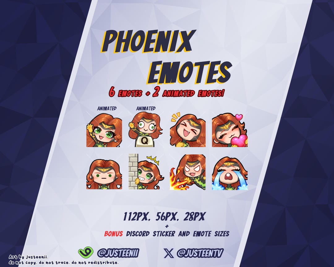 Marvel Rivals Phoenix Emotes | Jean Grey Kawaii Emote Pack (digital ...