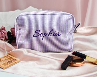 Personalized Makeup Bag, Custom Embroidered Makeup Organizer, Cosmetic Bag, Toiletry Bag, Bridesmaid Gifts, Bridal Shower Gift