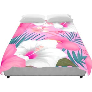 Pink Floral Duvet Cover: Soft Cotton Rose Blossom Bedding