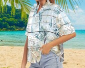 Vibrant Women's Hawaiian Floral Blouse: Tropical Beach Vacation Shirt for Resort & Summer Casual Wear