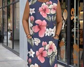 Pink Hibiscus Hawaiian Sundress: Sleeveless Floral Tropical Resort Dress
