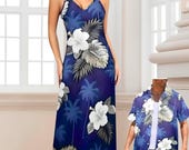Hibiscus Hawaiian Maxi Dress: Vintage Polynesian Cruise Wear, Plus Size