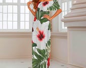 Hawaiian dress for women – vintage 50s style maxi, luau cruise Dress, beach wedding attire, Polynesian tropical fashio Size S-6XL Plus Sizes