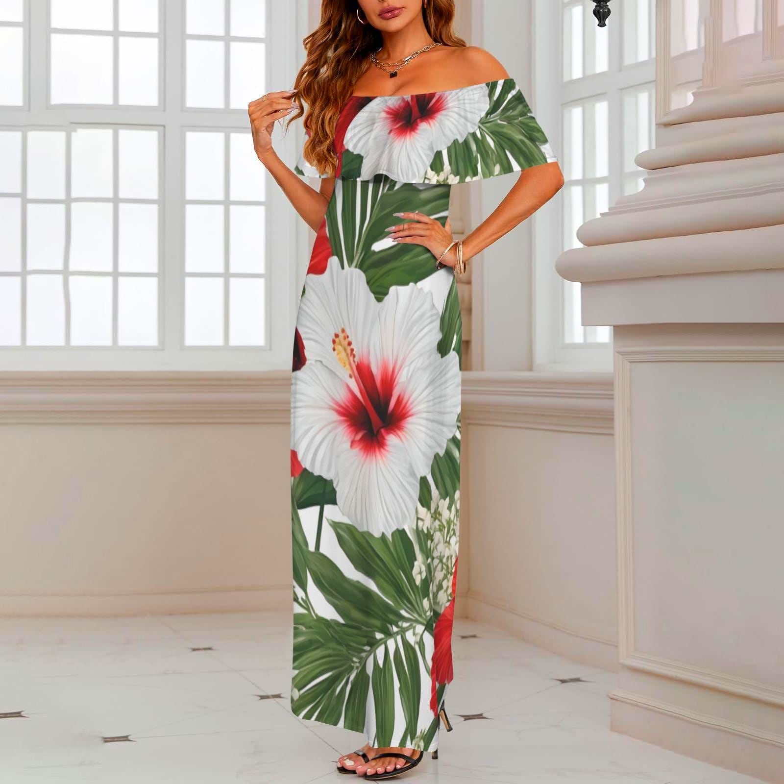white tropical dress Farm Rio Porcelain Off-White Maxi *Very soft elastic at neckline and sleeves Off-White Floral Insects Maxi Dress