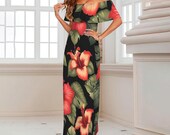 Tropical Hawaiian Dress Polynesian - Colorful Style for Prom, Cruises & Vacations Graduaton Dress - Sizes S to 6XL Plus Size Available