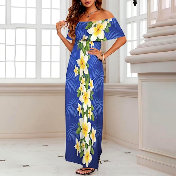 white christmas dresses Tropical Mindset Floral Satin Maxi Dress L / royal-plum