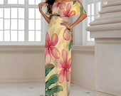 Hawaiian Dress Polynesian in Spring-Vintage Print S-6XL Plus Size for Cruise, Weddings & Hula Prom