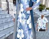 Hawaiian Dress Set Small to Plus Sizes: Tropical Maxi Dress & Cardigan S-5XL
