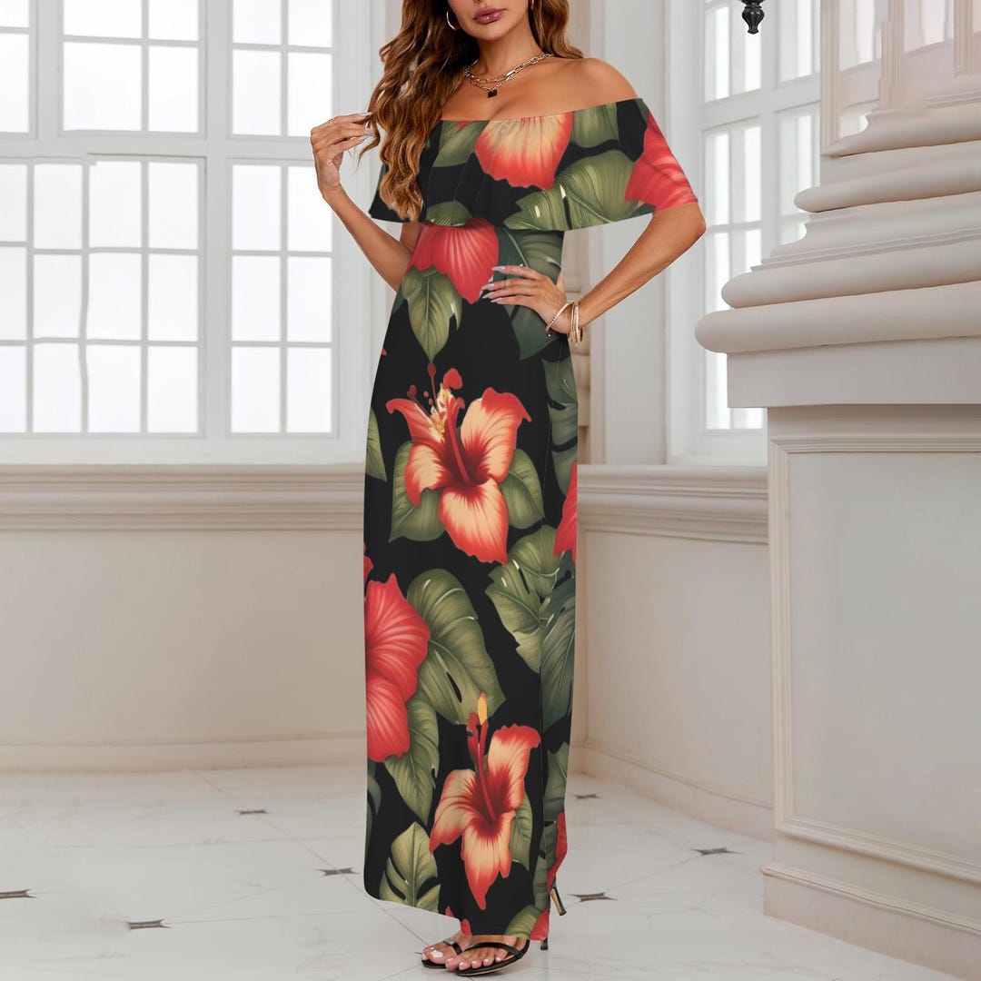 casual black and red dress Darlene Retro Rose In Surely, it can't just summer clothing Color:Mermaid