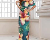 Blue Hawaiian Dress Polynesian Elegant Resort Dress prom Tropical Cruise Attire S-6XL Plus Sizes Vintage Floral Maxi Hawaiian Clothing