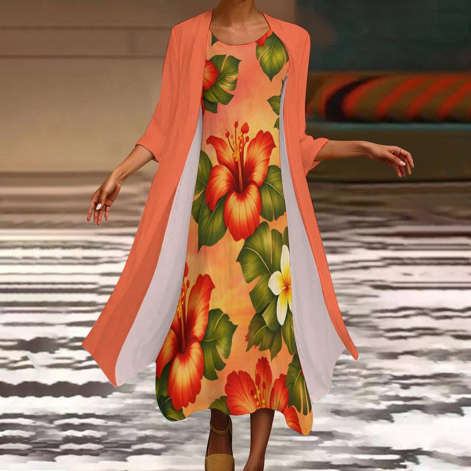 strapless open back dress Hawaiian Luau Maxi Dress