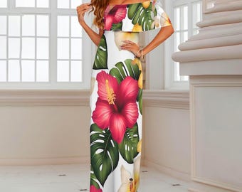 Polynesian Maxi Dress: Hawaiian Tropical Luau Vacation Outfit