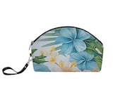 Matching Blue Yellow Cosmetic Bag, PU Leather Travel Makeup Organizer, Portable Large Capacity, Stylish and Lightweight Toiletry Bag 4U