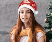 Christmas Santa Hat – Unisex Plush for Kids & Adults, Soft Flannel Brim, White Fur Pom, Holiday Party Costume Accessory