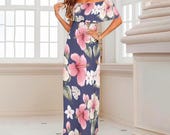 Tropical Hawaiian Dress Polynesian - Colorful Style for Prom, Cruises & Vacations Graduaton Dress - Sizes S to 6XL Plus Size Available