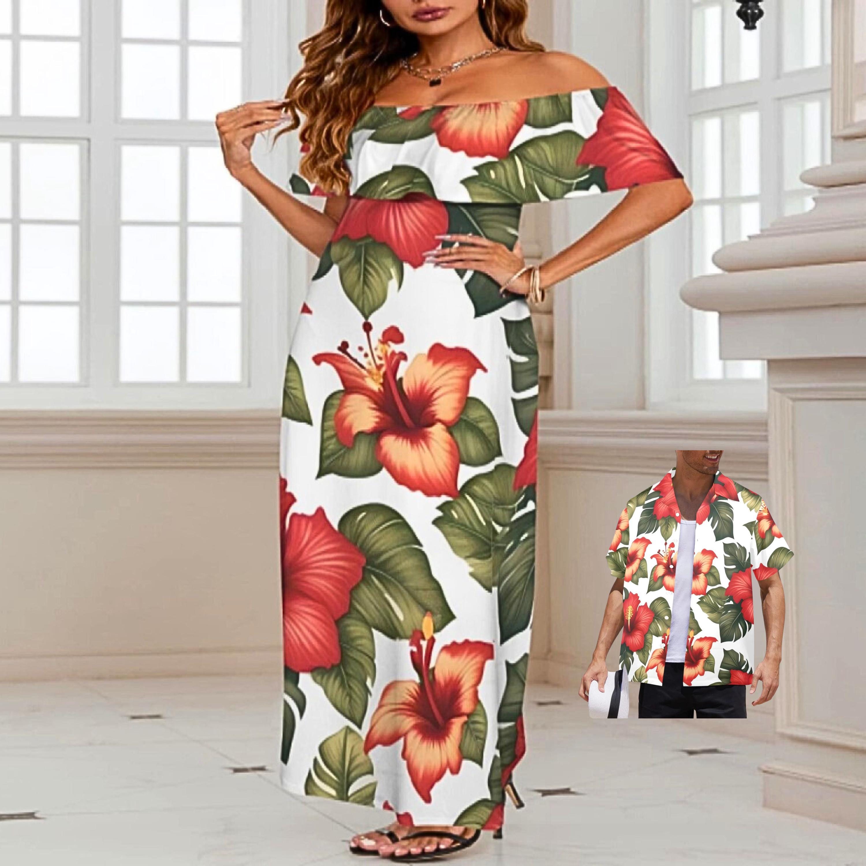 Estilo Hawaiano Vestido Blanco Hawaiano Ofertas Flash Del Dia