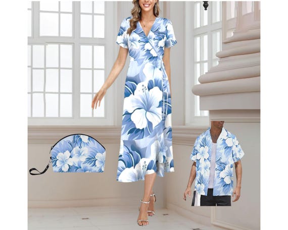 blue hibiscus dress Long Dress Clea | Blue | XS