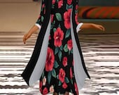 Tropical Hawaiian Dress Set: Black Maxi Dress & Cardigan - Small -5XL Plus Size Resort Wear