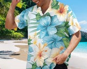 Mens Hawaiian Shirt Aloha Tropical Beachwear, Casual Vacation Party Apparel, Sizes S-4XL