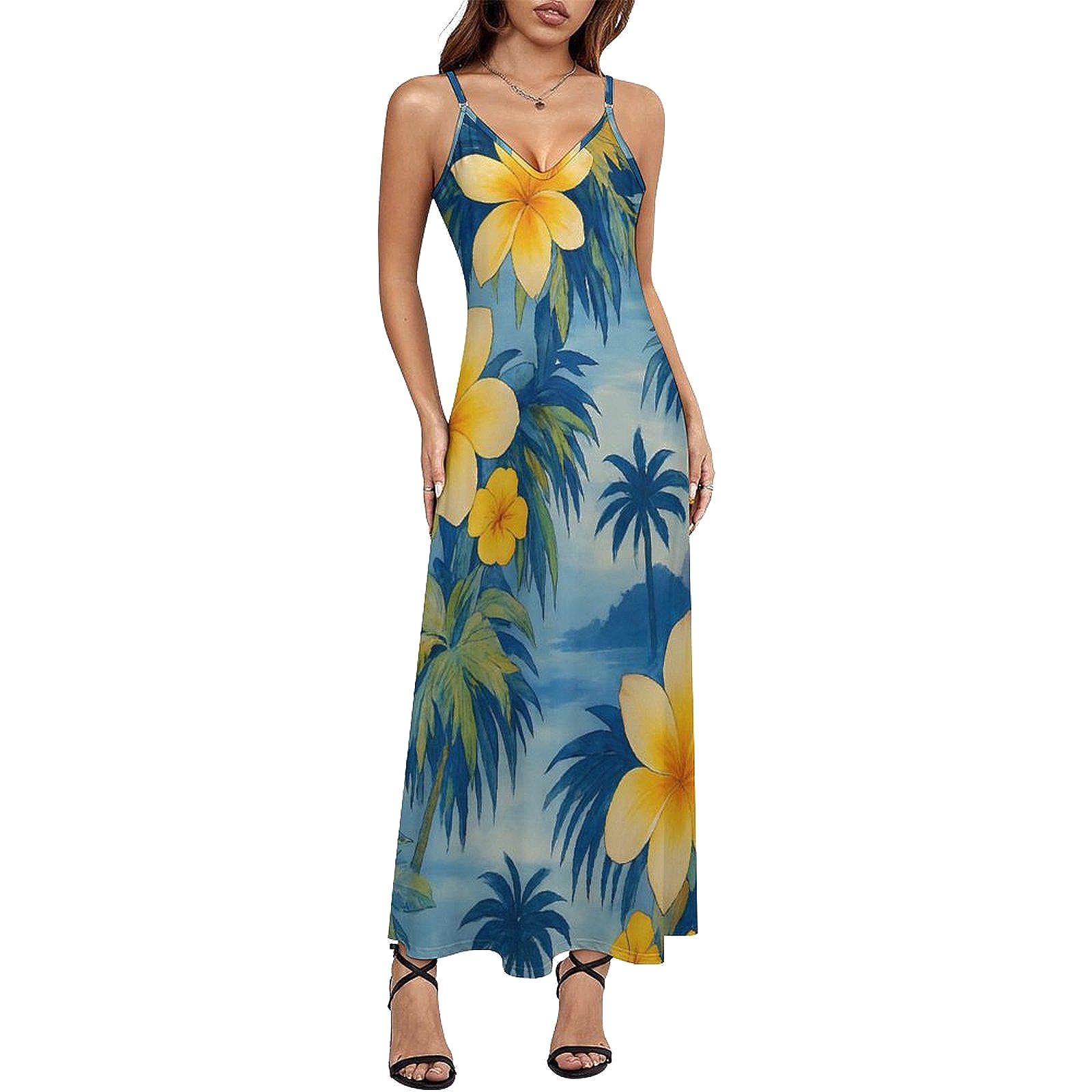 forest green short bridesmaid dresses Super Hibiscus Yellow Button Front Tank Dress – AlohaFunWear.com