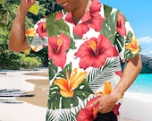 Mens Hawaiian Shirt Aloha Tropical Beachwear, Casual Vacation Party Apparel, Sizes S-4XL