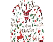 Merry Christmas Girls Hoodie – Santa Reindeer Holly Print, Cozy Long-Sleeve Pullover, Warm All-Over Holiday Sweatshirt  XS-2XL
