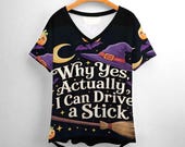 Halloween Trick or Treat V-Neck T-Shirt: S-Plus Size Spooky Season