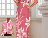 Hawaiian Dress Polynesian Maxi Vintage Print for Cruise & Weddings, Hula Party Plus Size S-5XL Fashion