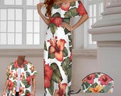 Vintage Hawaiian Maxi Dress: Plus Size Polynesian Luau Aloha Print