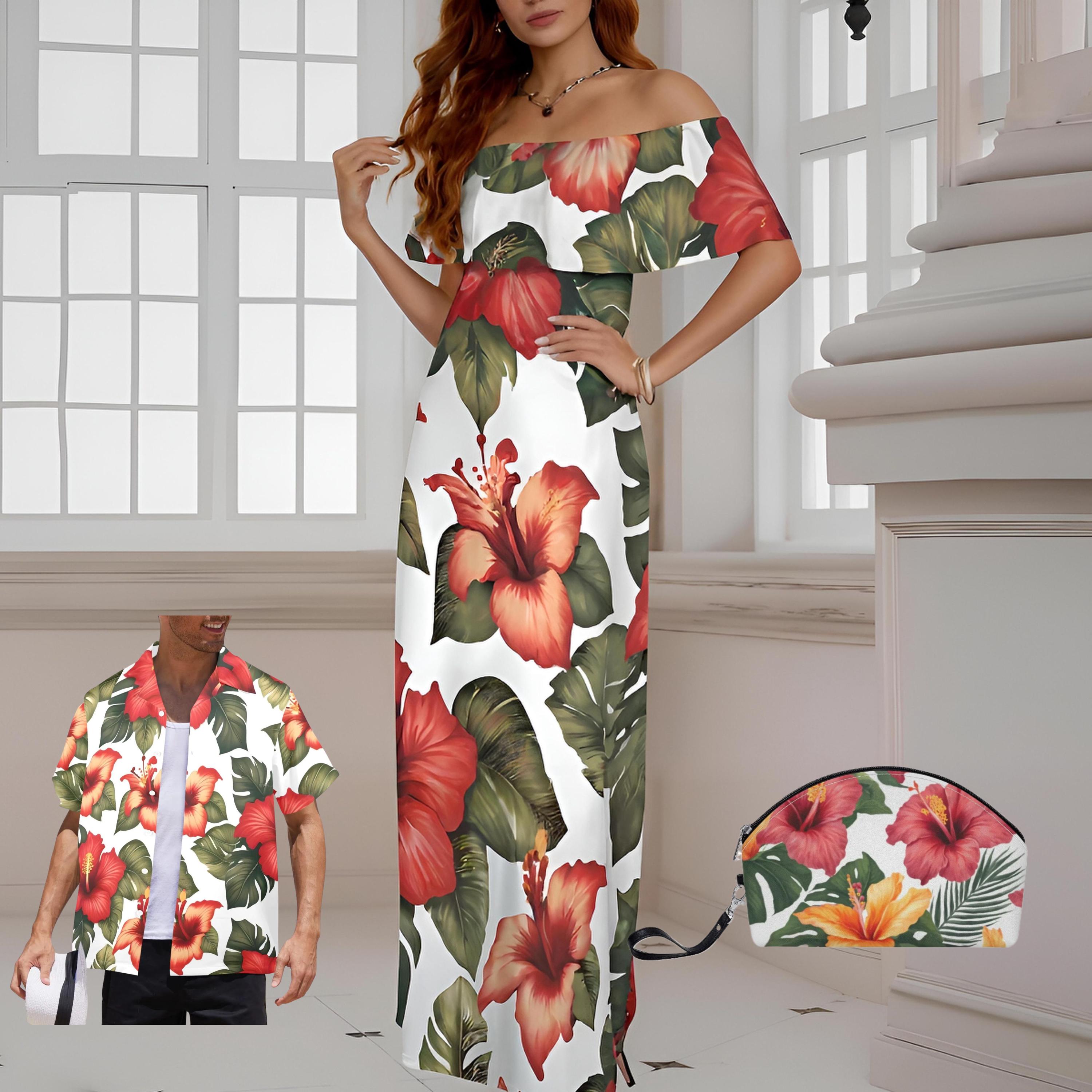 Vintage Hawaiian Maxi Dress: Plus Size Polynesian Luau Aloha Print