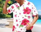 Floral Hawaiian Shirt Men, Retro Aloha Print, Beach Vintage Vacation Apparel S - 5XL