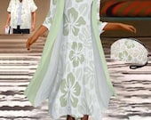 Floral Hawaiian Dress Set: Long Cardigan & Tank Dress S to 5XL Plus Size