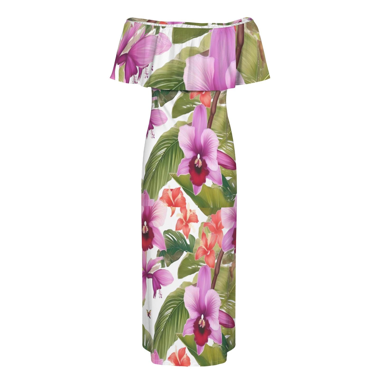 Floral Hawaiian Dress: Off-shoulder Polynesian A-line Gown - Etsy