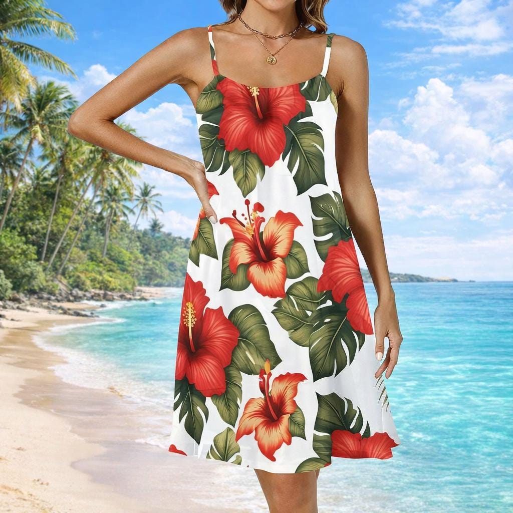 Red Chiffon Midi Dress