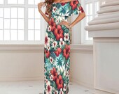 Tropical Hawaiian Dress – Vintage Maxi Polynesian Floral Cruise & Resort Wear, Plus Size S–6XL, Elegant Summer Attire