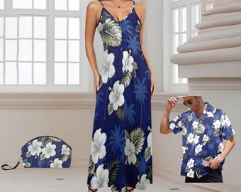 green emerald velvet dress Tropical Forest Mirage Hawaiian Long Muumuu Red Dress Red / L main image 0