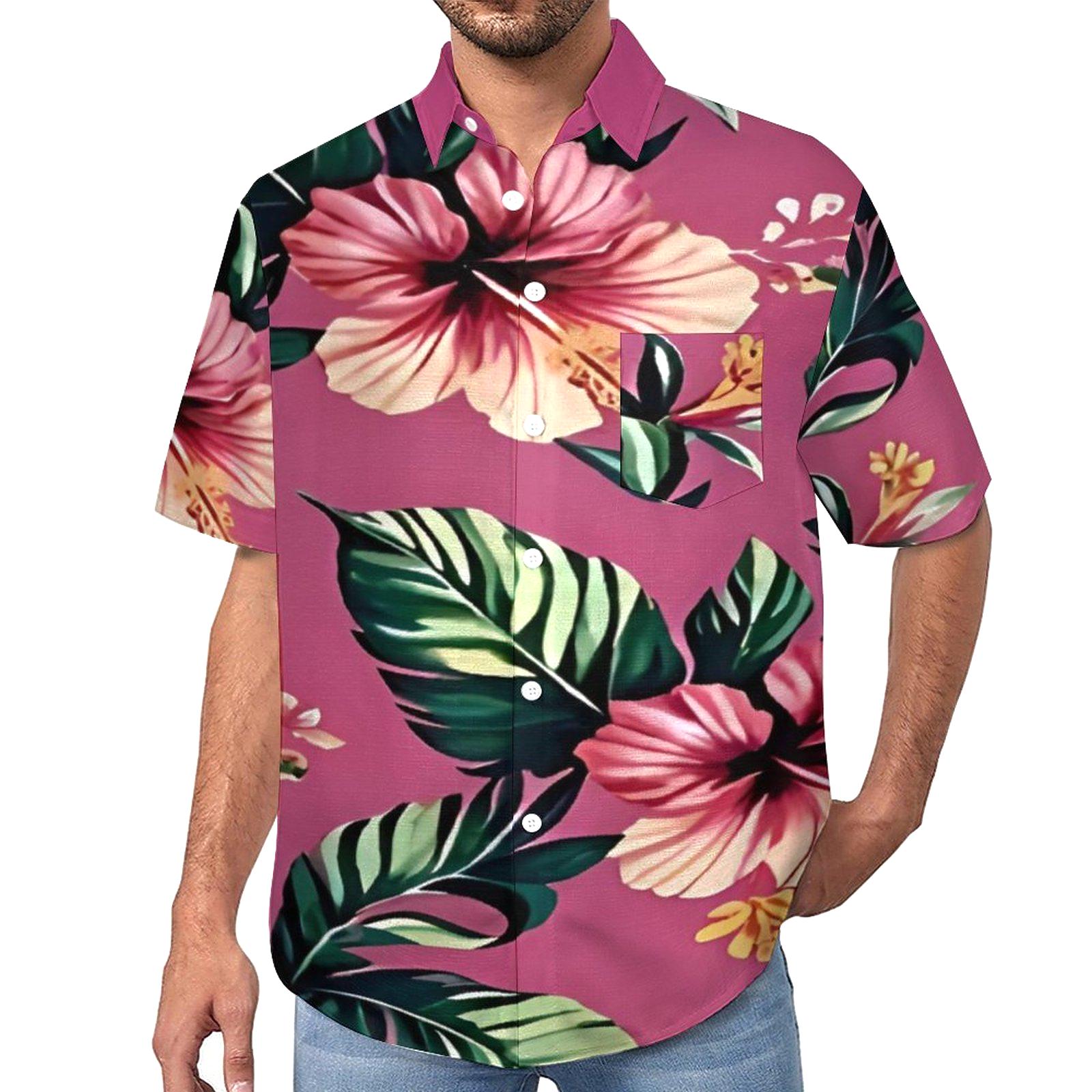 Hawaii Hangover Men's Midnight Bloom Hawaiian Shirt - 100% Rayon, Short Sleeve Aloha Shirt
