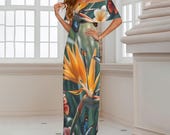 Hawaiian Dress Polynesian Tropical Butterfly Print Maxi Dress for Cruisewear Holiday Vacations Small to Plus Size
