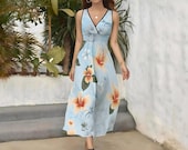 Elegant Boho Hawaiian Dress | Sleeveless Floral Maxi S-2XL Plus Size | Perfect for Cruises, Weddings & Vacations