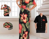 Black Hawaiian Maxi Dress: Floral Polynesian Print S-5XL Plus Size