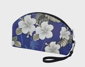 Floral PU Leather Cosmetic Bag: Curved Travel Makeup Organizer