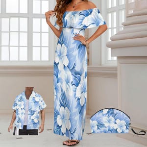 luau prom dress Tropical Green Bird of Paradise off Shoulder Dress Floral Butterfly Print Summer Cruise Vacation Mother's Day Prom Outfit, Plus Size S6XL