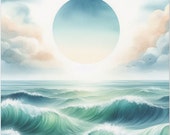 Eclipse N Waves: Celestial Abstract Wall Art Print - Solar Phenomenon Captured in Unique Decor