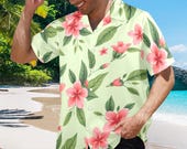 Tropical Hawaiian Shirt: Vibrant Luau Cruise Wear, Small -Plus Size