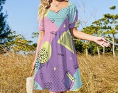 Spring Fling Short Sleeve V-Neck Dress - Lovely Plus Size Fashion 2XS to 6XL for Spring Parties & Everyday Style