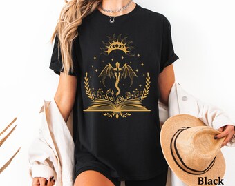 Mystic Dragon and Moon Cotton T-Shirt