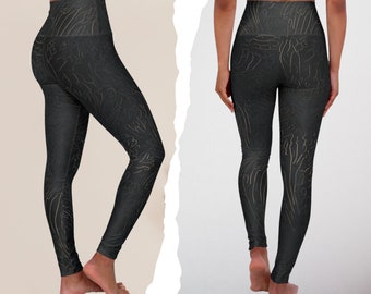 Leggings noirs pour femmes, leggings de yoga, pantalons de festival, leggings d'entraînement, leggings cyberpunk, pantalons punk, leggings de course