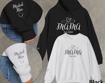 Custom Mama Hoodie: Personalized Kid Name, First Time Mom Gift