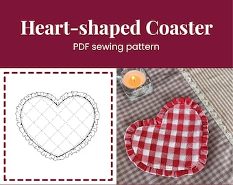 Heart coaster with ruffle edge - PDF sewing pattern